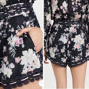 ANTHROPOLOGIE RAHI Ana Shorts Black Floral Print Size M